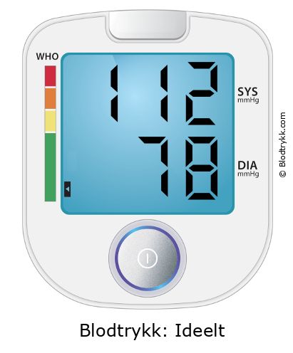 Blodtrykk 112 over 78 på digital blodtrykksmåler